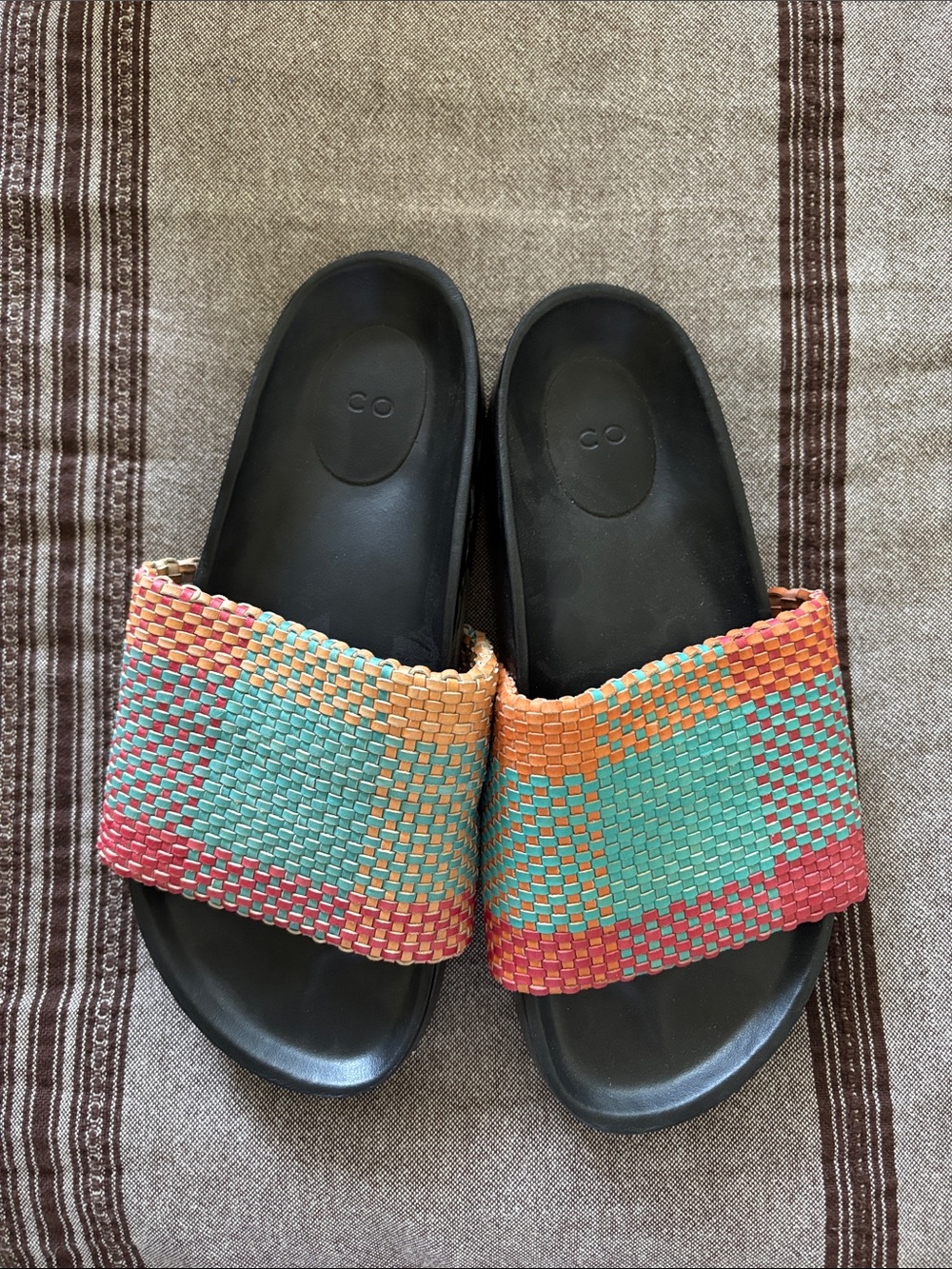 Woven Multicolor Slide Sandals